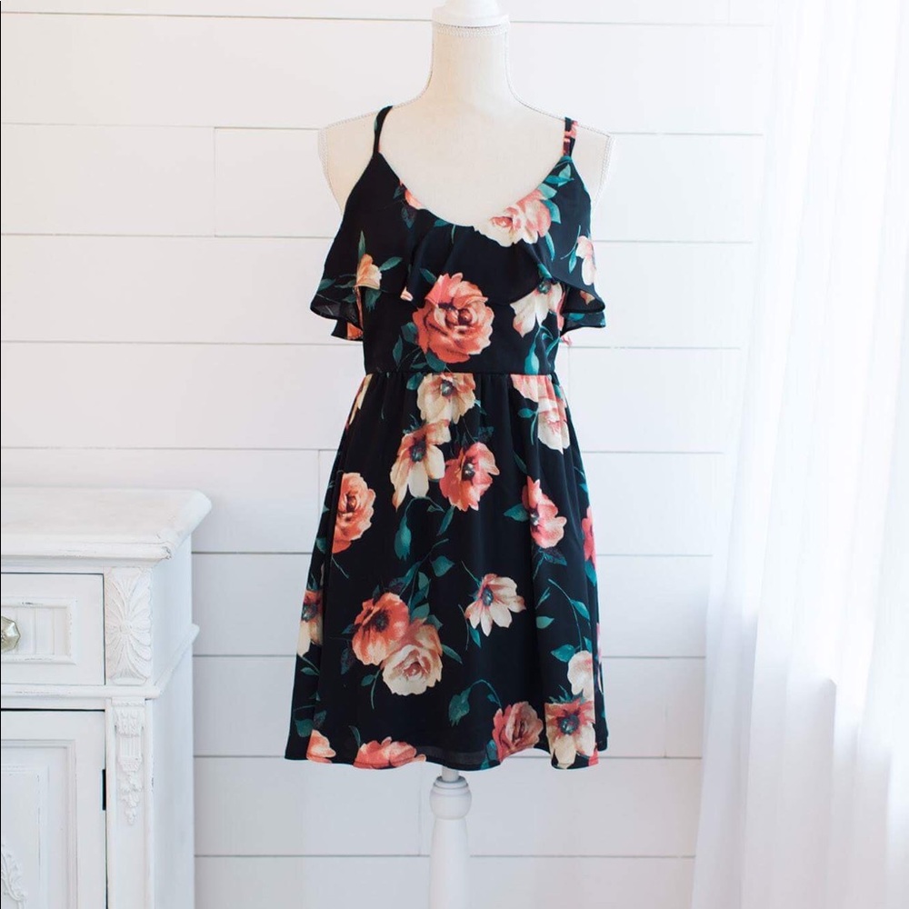 Black floral spring/summer dress